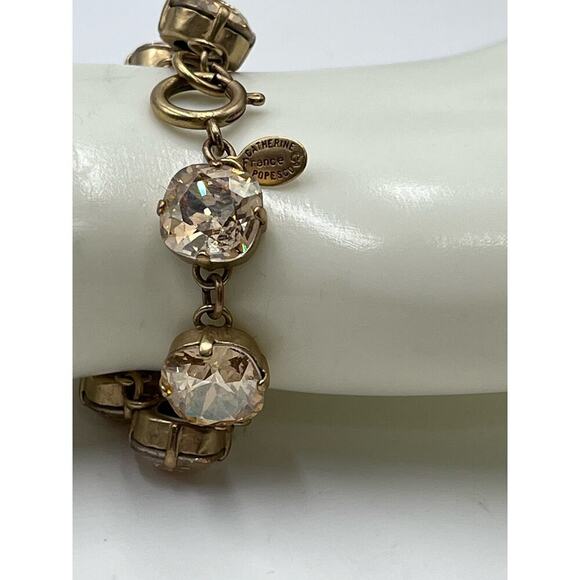Catherine Popesco France 
12mm Champagne Cushion Cut Crystal Goldtone Bracelet - Picture 9 of 12